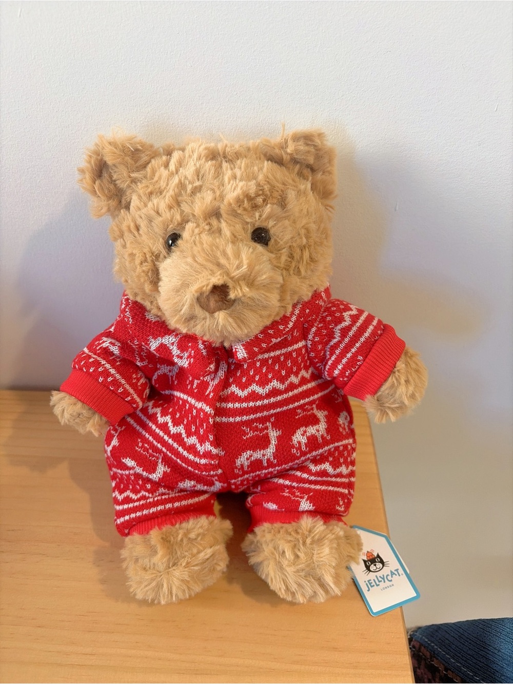 Jellycat Red Fair Isle Reindeer Knit Bear Pajama Plush